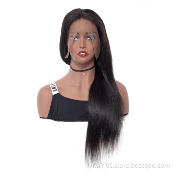 Grade 10A Wholesale Natural 150% Density Brazilian Raw Virgin Human Hair Silk Base Straight Full Lace Wig